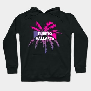 Puerto Vallarta Mexico Neon Tropics Vacation Palm Trees Hoodie